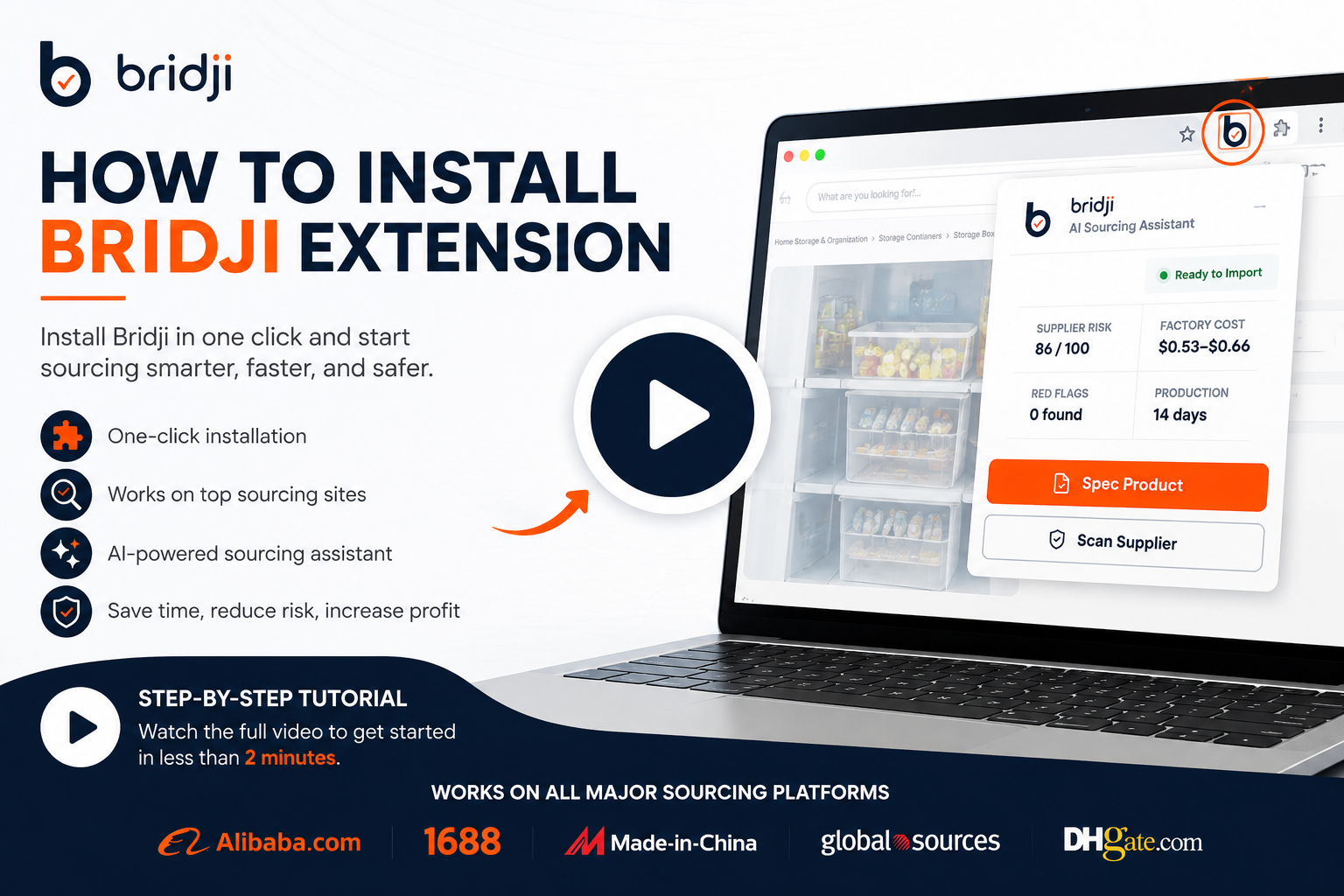 How to install the Bridji Chrome extension — video tutorial cover